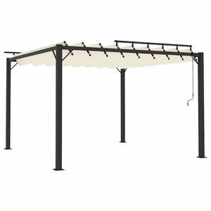 vidaXL Paviljong med lamelltak 3x3 m gr&auml;ddvit tyg och aluminium