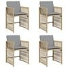vidaXL Tr&auml;dg&aring;rdsstolar med dynor 4 st blandad beige konstrotting