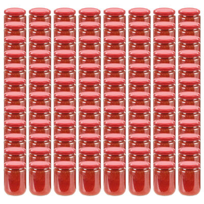 vidaXL Syltburkar i glas med röda lock 96 st 230 ml