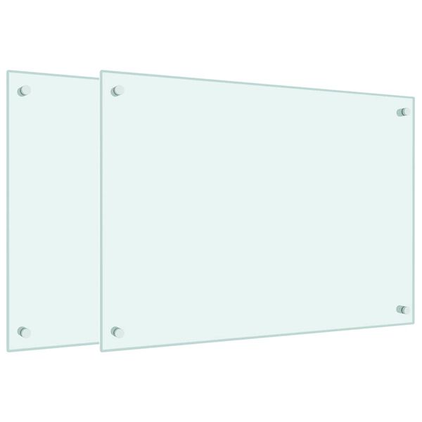 vidaXL Stänkskydd 2 st vit 70x50 cm härdat glas