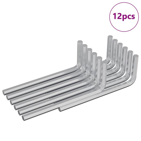 vidaXL Sexkantnyckel 12 pcs Silver 32 x 86 mm St&aring;l