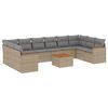 vidaXL Loungegrupp f&ouml;r tr&auml;dg&aring;rden m. dynor 11 delar beige konstrotting