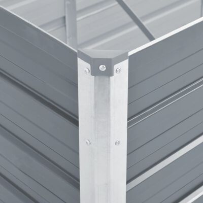 vidaXL Odlingslåda upphöjd galvaniserat stål 129x129x77 cm grå