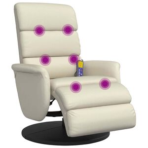 vidaXL Massagef&aring;t&ouml;lj med fotpall gr&auml;ddvit konstl&auml;der