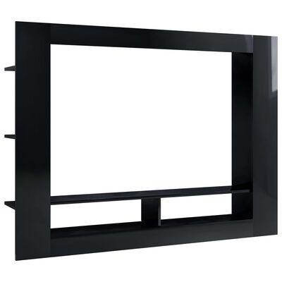 vidaXL Tv-bänk svart högglans 152x22x113 cm konstruerat trä