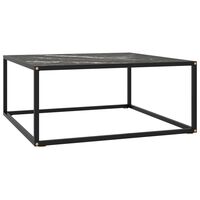vidaXL Soffbord svart med svart marmor glas 80x80x35 cm