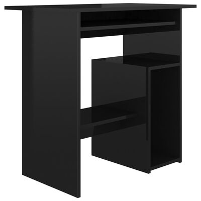 vidaXL Skrivbord svart högglans 80x45x74 cm spånskiva