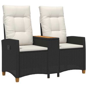 vidaXL Reclining Bench with Table Svart och kr&auml;mvit 126 x 65 x 112 cm