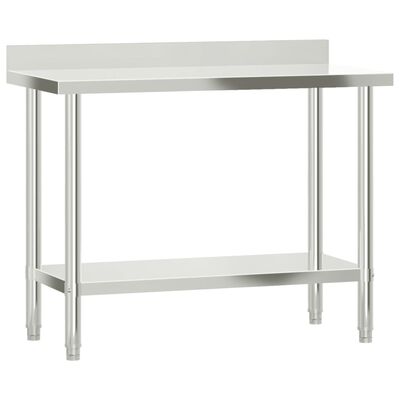 vidaXL Arbetsbord med överhylla 110x55x150 cm rostfritt stål