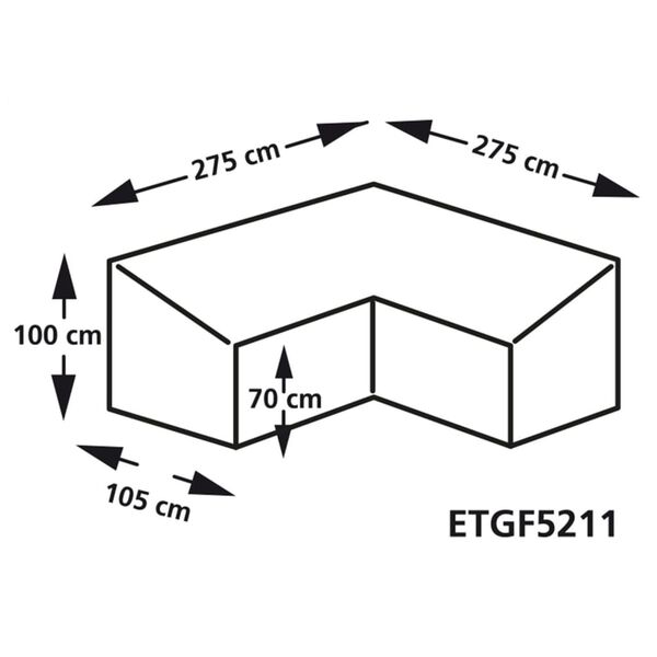 Eurotrail M&ouml;bel&ouml;verdrag L-format 275x275x100/70 cm gr&aring;