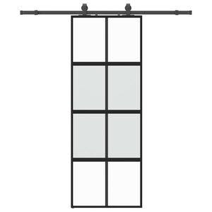vidaXL Skjutd&ouml;rr med beslag svart 76x205 cm h&auml;rdat glas