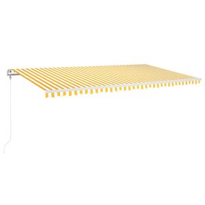 vidaXL Markis automatiskt inf&auml;llbar 600x350 cm gul och vit