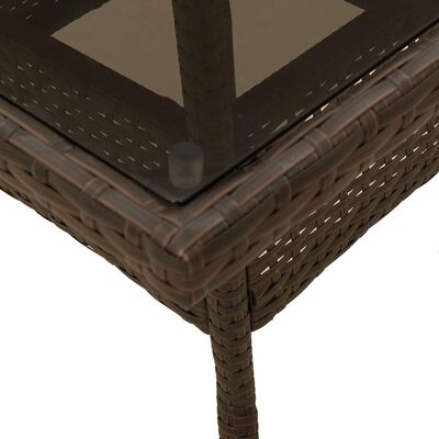 vidaXL Trädgårdsbord med glasskiva brun 80x80x75 cm konstrotting
