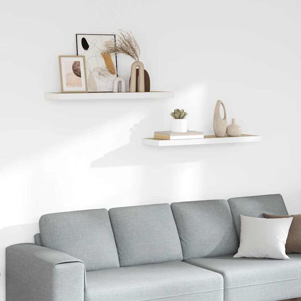 vidaXL Sv&auml;vande v&auml;gghyllor 2 st ek och vit 90x23,5x3,8 cm MDF