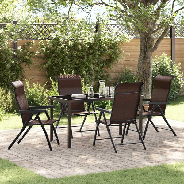 vidaXL Tr&auml;dg&aring;rdsm&ouml;belset 5 pcs Brun Poly rattan