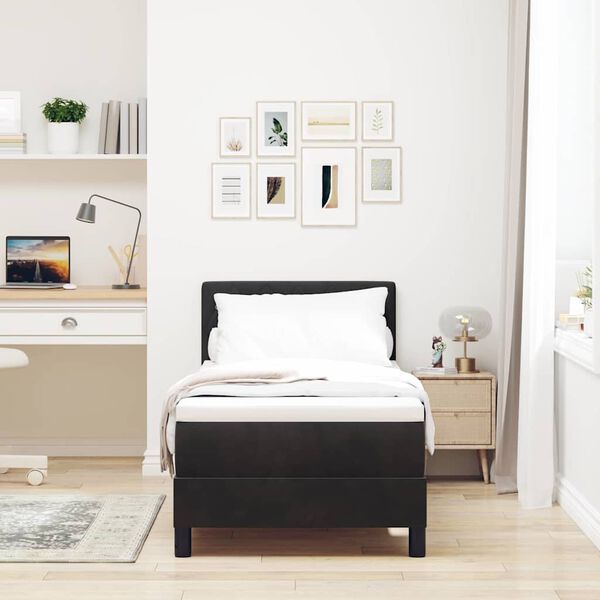 vidaXL B&auml;ddfj&auml;der med madrass med huvudgavel Svart 80 x 200 cm Sammet