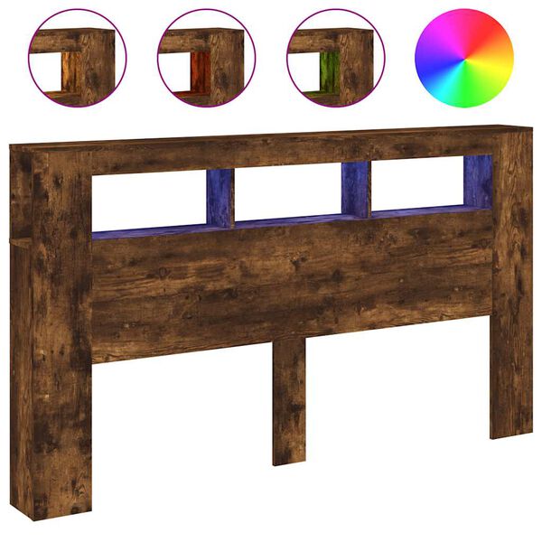 vidaXL S&auml;nggavel LED r&ouml;kf&auml;rgad ek 180x18,5x103,5 cm konstruerat tr&auml;