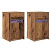 vidaXL LED S&auml;ngbord Cabinet 2 st Gammalt tr&auml; 38 x 34 x 61 cm