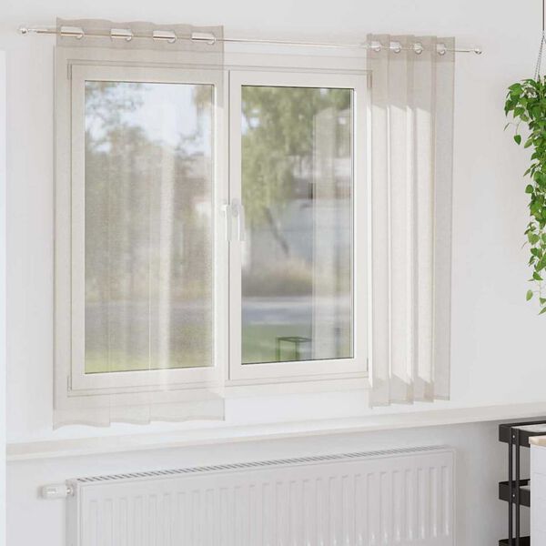 vidaXL Voile Gardin med gardiner 2 pcs Sand 175 x 140 cm Polyester