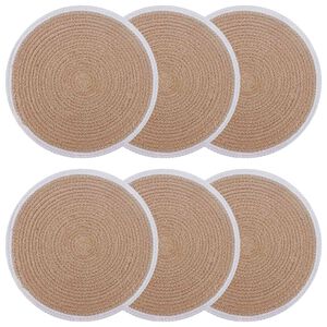 vidaXL Jute Placemats 6 st Naturlig och vit 100% Tossa Jute