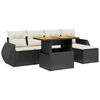 vidaXL Loungegrupp med dynor 6 delar svart konstrotting