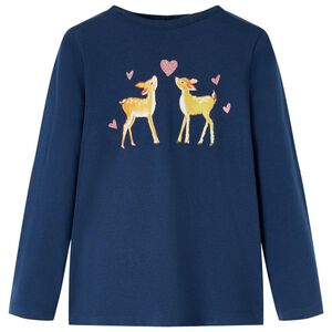 vidaXL T-shirt med l&aring;nga &auml;rmar f&ouml;r barn marinbl&aring; 92