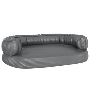 vidaXL Ergonomisk hundb&auml;dd gr&aring; 75x53 cm konstl&auml;der