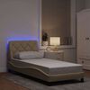 vidaXL Bed Frame with LED without Mattress Cream 90x200 cm Fabric