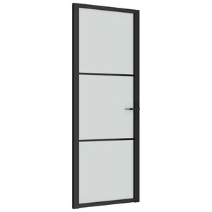 vidaXL Innerd&ouml;rr 76x201,5 cm svart matt glas och aluminium