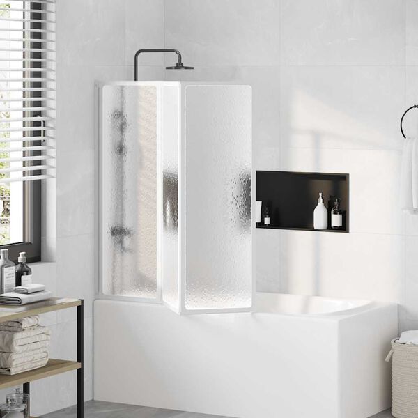 Duschvägg vikbar Vit 3-paneler 141x132 cm