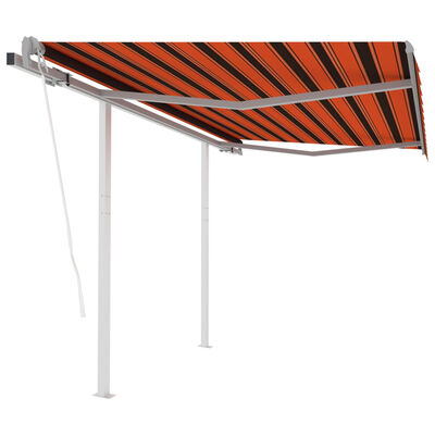 vidaXL Markis med stolpar automatisk infällbar 3x2,5 m orange och brun
