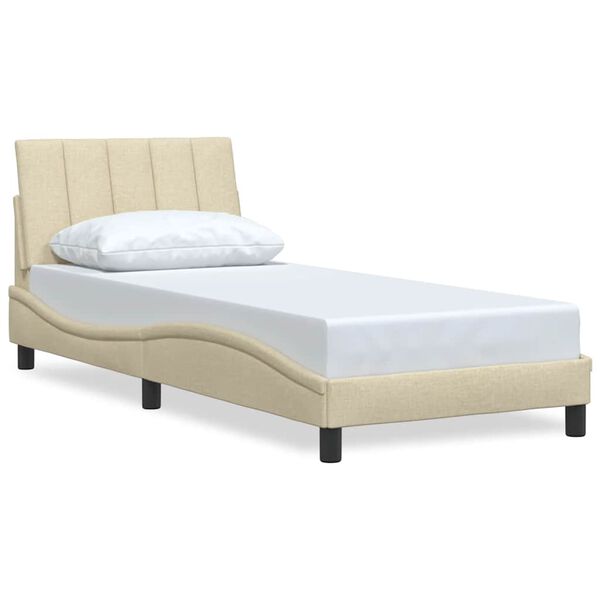 vidaXL Bed Frame without Mattress "Hanko" Cream 90x200 cm Fabric
