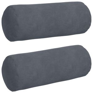 vidaXL Bolsterkuddar 2 st M&ouml;rkgr&aring; &Oslash; 15 x 40 cm Kordread tyg