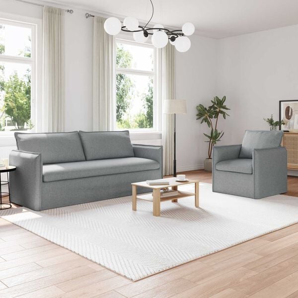 vidaXL Soffa 2 pcs Ljusgr&aring; 196 x 82 x 85 cm tyg