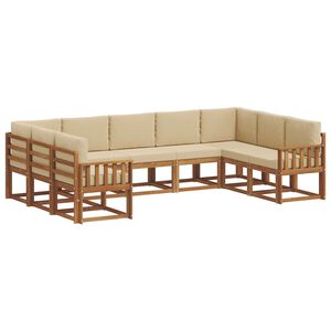 vidaXL Utomhussoffset med kudde 9 pcs Naturlig och Beige