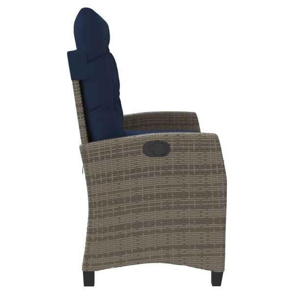 vidaXL Justerbar tr&auml;dg&aring;rdsb&auml;nk med dynor gr&aring; konstrotting