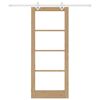 vidaXL Skjutd&ouml;rr Naturf&auml;rg 83 x 202 cm Massivt talltr&auml; och glas