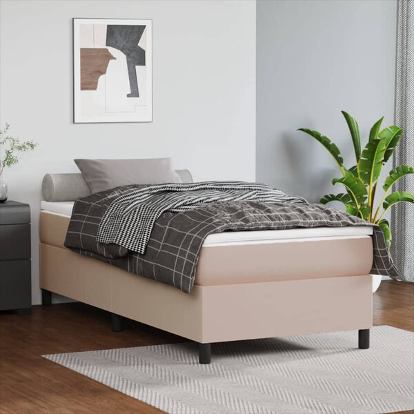 vidaXL Boxspring-s&auml;ngram cappuccino 100x200 cm konstl&auml;der