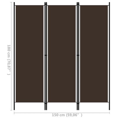 vidaXL Rumsavdelare 3 paneler brun 150x180 cm