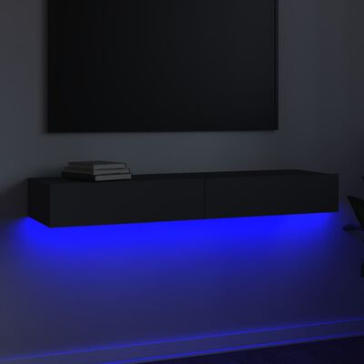 vidaXL Tv-bänk med LED-belysning grå 120x35x15,5 cm