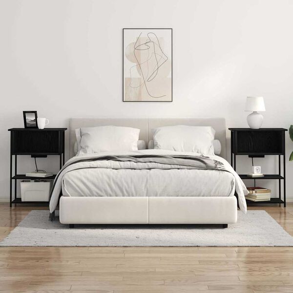 vidaXL Nattduksbord Svart Ek 55 x 31 x 76 cm Konstruerat tr&auml;