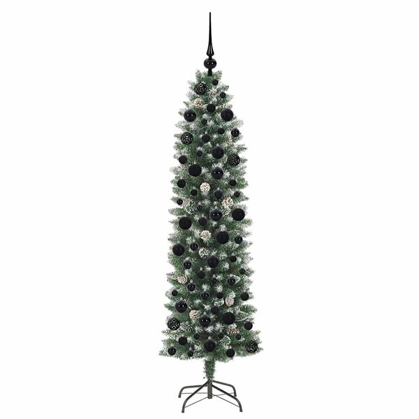 vidaXL Konstgjort smalt jultr&auml;d med 300 LED-lampor Gr&ouml;n och Vit 180 cm
