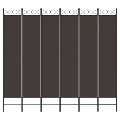 vidaXL Rumsavdelare 6 paneler brun 240x220 cm tyg