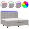 vidaXL Rams&auml;ng med madrass & LED ljusgr&aring; 200x200 cm tyg