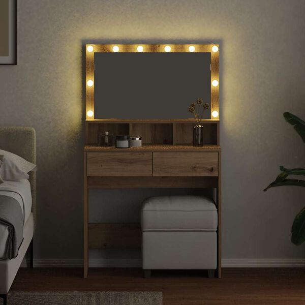 vidaXL Smyckebord Artisan Ek 80 x 41 x 134,5 cm Konstruerat tr&auml;