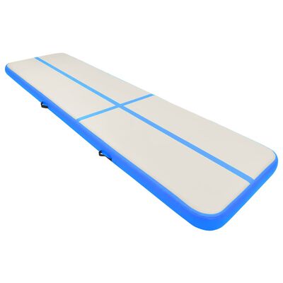 vidaXL Uppblåsbar gymnastikmatta med pump 600x100x15 cm PVC blå