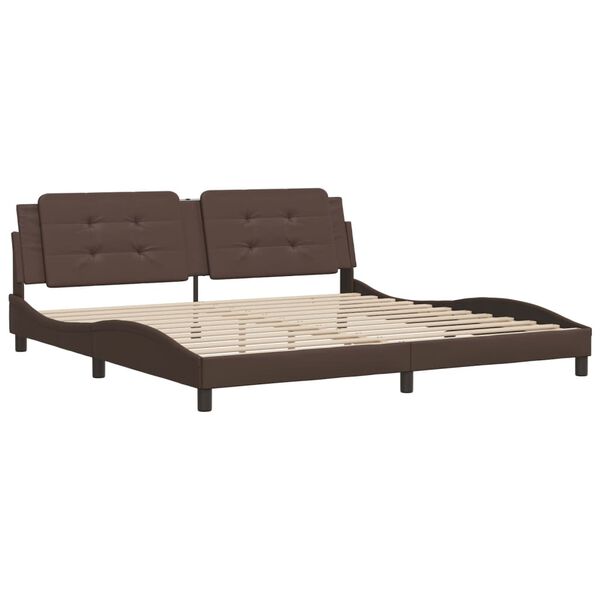 vidaXL Bed Frame without Mattress "Zadar" Brown 200x200 cm Faux Leather