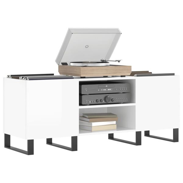 vidaXL Stereobänk vit högglans 121x38x48 cm konstruerat trä