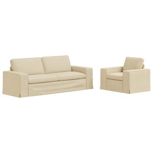 vidaXL Soffset 2 pcs Kr&auml;m 222 x 80 x 82 cm tyg