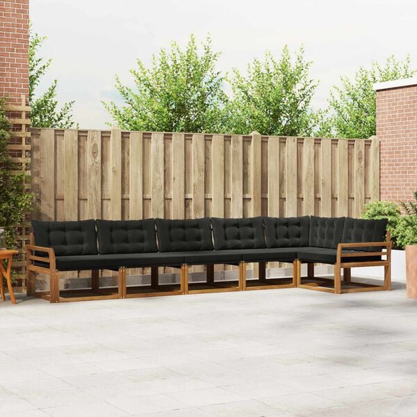 vidaXL Utomhussoffset med kudde 6 pcs Naturlig och svart